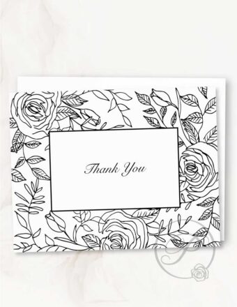 FLORAL THANK YOU CARD BLACK GREETING CARD LAYOUT
