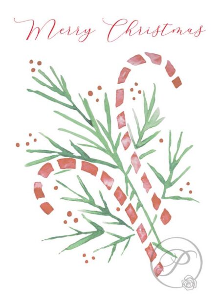 HOLIDAY CANDY CANE CHRISTMAS GREETING CARD