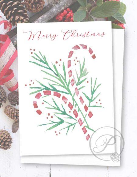HOLIDAY CANDY CANE CHRISTMAS GREETING CARD LAYOUT