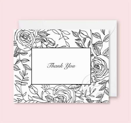 THANK YOU BLACK FLORAL GREETING CARD